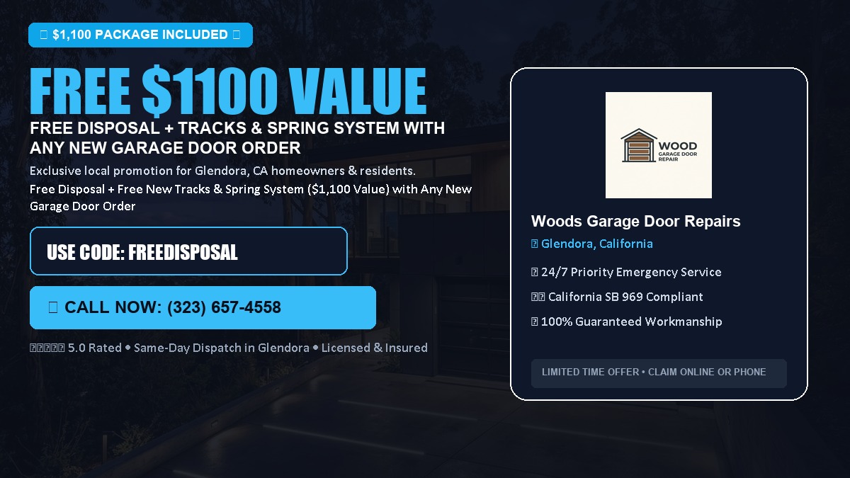 Free Disposal + Free New Tracks & Spring System with Any New Garage Door Order ($1100 Value) in Glendora, CA